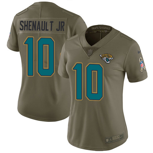 Nike Jacksonville Jaguars #10 Laviska Shenault Jr. Olive Women Stitched NFL Limited 2017 Salute To Service Jersey->women nfl jersey->Women Jersey